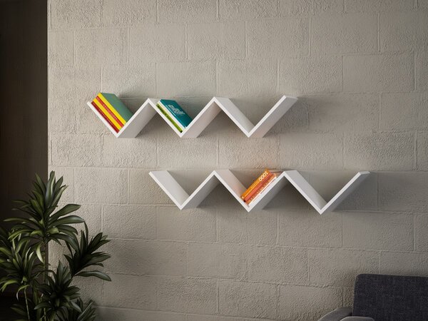 Kalune Design Súprava nástenných poličiek Zigzag biela