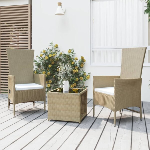 Maison Exclusive – 3-dielna záhradná súprava v béžovej farbe z polyrotangu a ocele