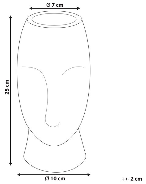 Váza na kvety ružová kameninová 25 cm minimalistický bytový doplnok na stôl s motívom tváre