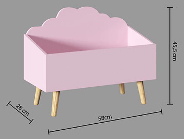 Ružový box na hračky CLOUD