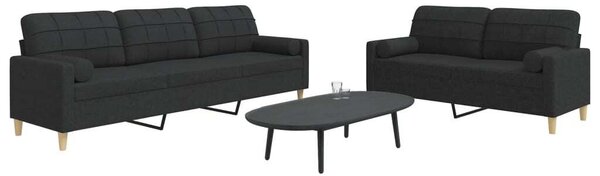 Maison Exclusive – 2-dielna sedacia súprava s dekoratívnymi vankúšmi, čierna látka