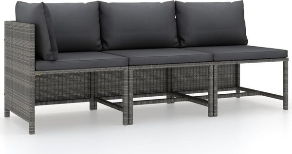 Maison Exclusive – 3-dielna záhradná súprava s vankúmi Poly Rattan Grey