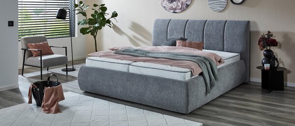 ČALÚNENÁ POSTEĽ, 180/200 cm, strieborná Carryhome - Online Only spálne, Online Only