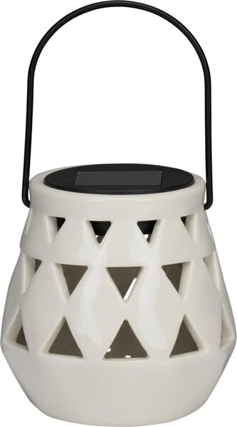 Arti Casa Solárna lampa Keramická solárna lampa do záhrady - Stolná lampa s teplým bielym svetlom - Záhradné svetlo a na 8 hodín - Vodotesnos IP44 - 11 x 10 cm - Biela