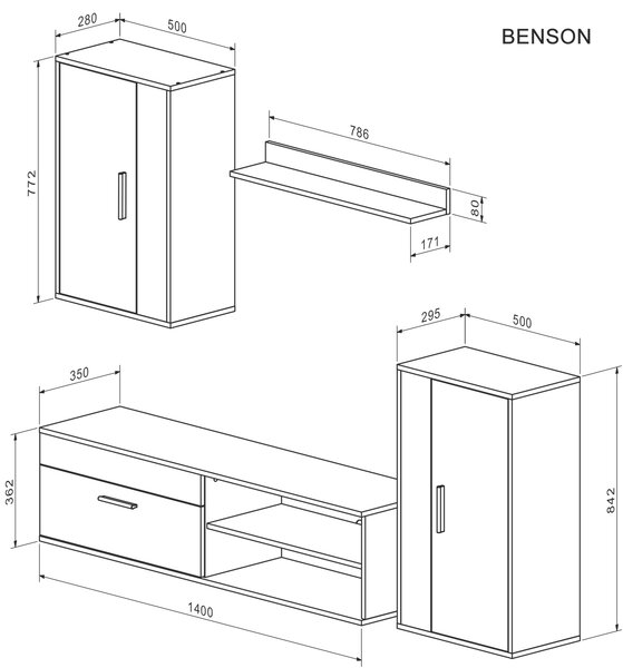 HALMAR Súprava obývacieho nábytku Benson dub artisan/čierna
