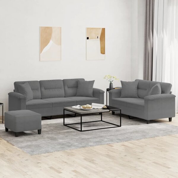 Maison Exclusive – 3-dielna sedacia súprava s vankúšmi, tmavošedá mikrovlákna