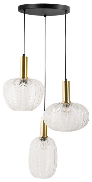 Závesné svietidlo 3 priehľadné sklenené tienidlá visiaca lampa kovová konštrukcia retro štýl