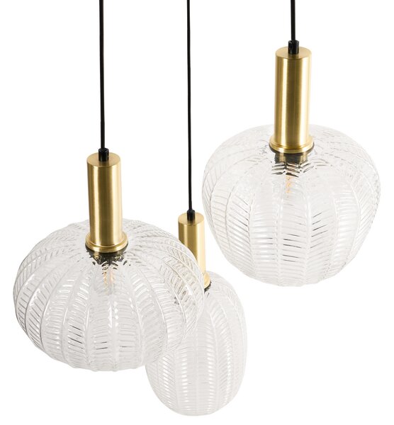 Závesné svietidlo 3 priehľadné sklenené tienidlá visiaca lampa kovová konštrukcia retro štýl