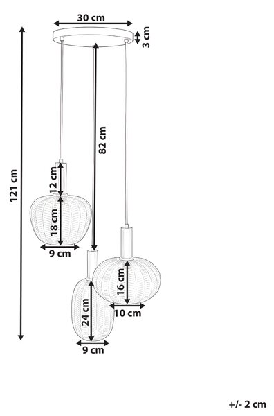 Závesné svietidlo 3 priehľadné sklenené tienidlá visiaca lampa kovová konštrukcia retro štýl