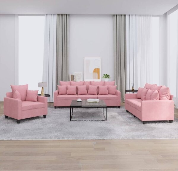 Maison Exclusive – 3-dielna sedacia súprava s vankúmi z ruového zamatu
