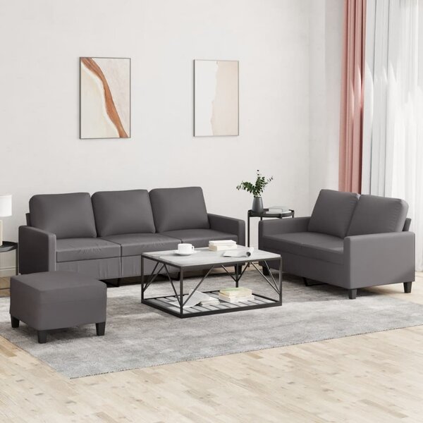 Maison Exclusive – 3-dielna sedacia súprava s vankúmi, sivá umelá koa