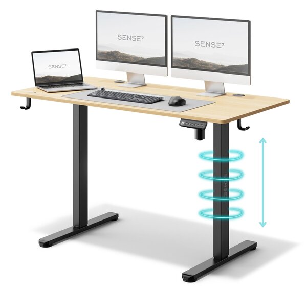 SENSE7 Výkovo nastavitený stôl Nojo 120x60 z borovice Elektrický herný stôl Poítaový stôl Stojací stôl PC stôl Funkcia pamäte Správa káblov