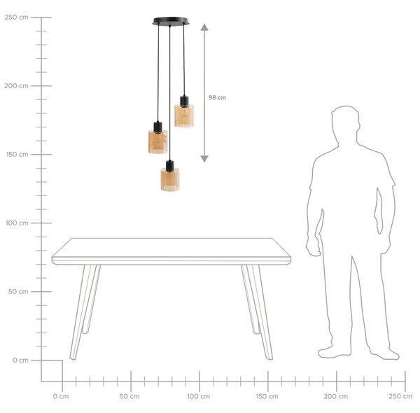 Závesné svietidlo 3 béžové sklenené tienidlá visiaca lampa kovová konštrukcia moderný štýl