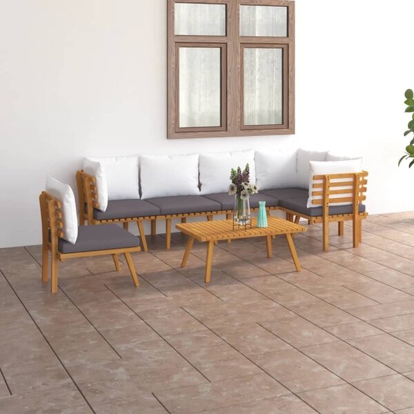 Maison Exclusive – 7-dielna záhradná súprava s vankúšmi z masívneho dreva akácie