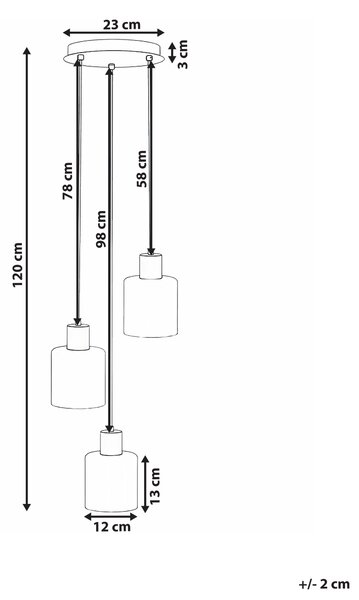 Závesné svietidlo 3 béžové sklenené tienidlá visiaca lampa kovová konštrukcia moderný štýl