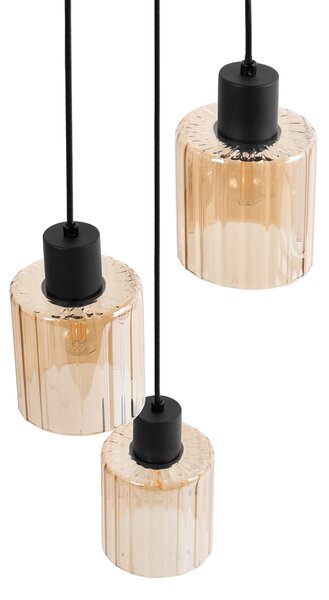 Závesné svietidlo 3 béžové sklenené tienidlá visiaca lampa kovová konštrukcia moderný štýl