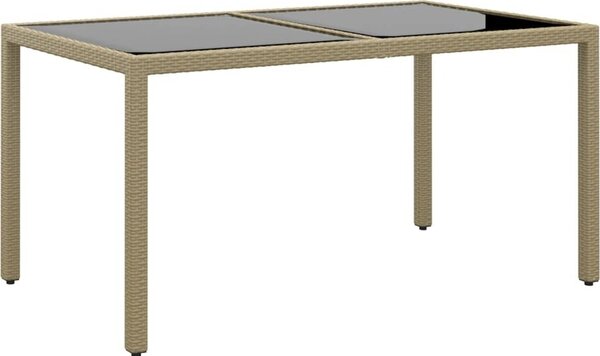 Maison Exclusive – Záhradný stôl 150 x 90 x 75 cm, tvrdené sklo a poly ratan, béová