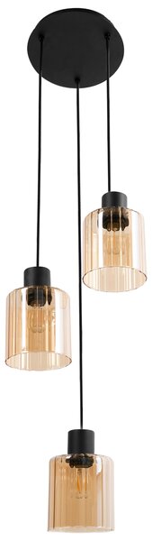 Závesné svietidlo 3 béžové sklenené tienidlá visiaca lampa kovová konštrukcia moderný štýl