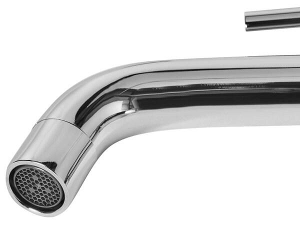 Kúpeľňová umývadlová batéria strieborná mosadz 18 cm chrómovaný povrch jednopáková doplnky moderný štýl kúpeľňa