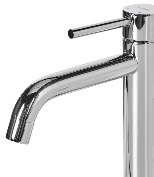 Kúpeľňová umývadlová batéria strieborná mosadz 18 cm chrómovaný povrch jednopáková doplnky moderný štýl kúpeľňa