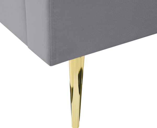 Čalúnená posteľ sivá zamatová 140 x 200 cm lamelový rošt vysoké čelo elegantný dizajn spálňa