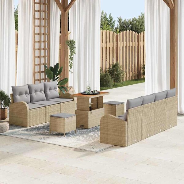 Maison Exclusive - Záhradný nábytok s vankúmi 10 ks Béový Poly-rattan
