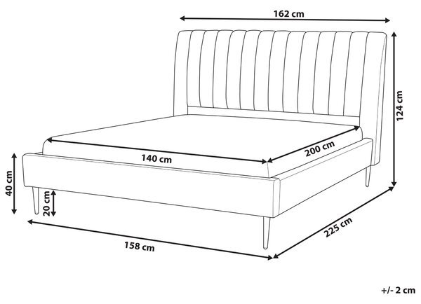 Čalúnená posteľ broskyňová zamatová 140 x 200 cm lamelový rošt vysoké čelo elegantný dizajn spálňa