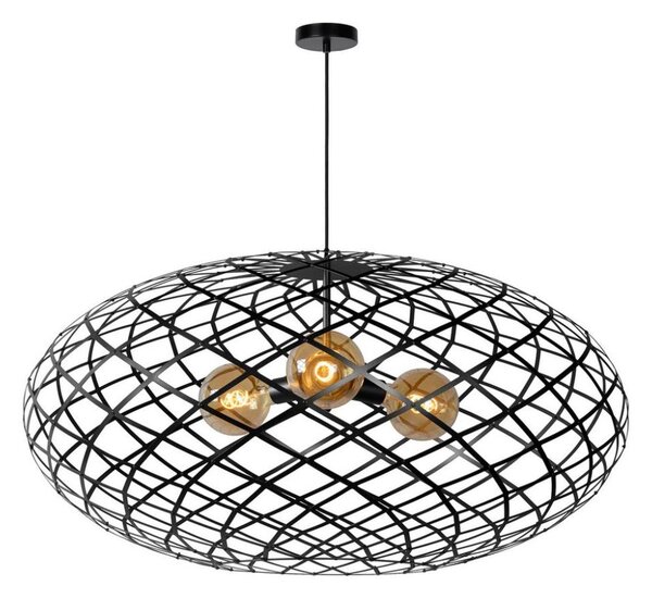 Lucide 21417/99/30 - Luster na lanku WOLFRAM 3xE27/60W/230V čierna