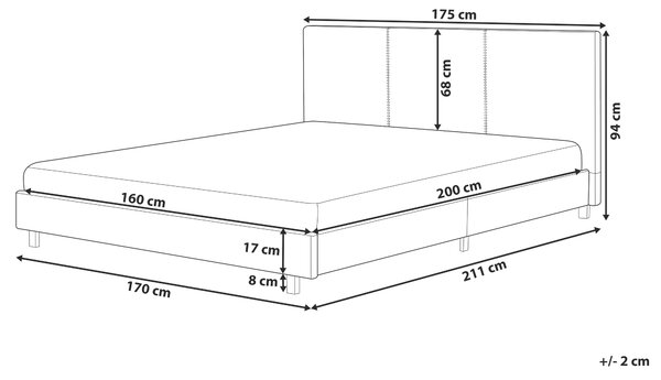 Posteľ sivá s roštom polyesterový čalúnený rám postele 160 x 200 cm moderný dizajn