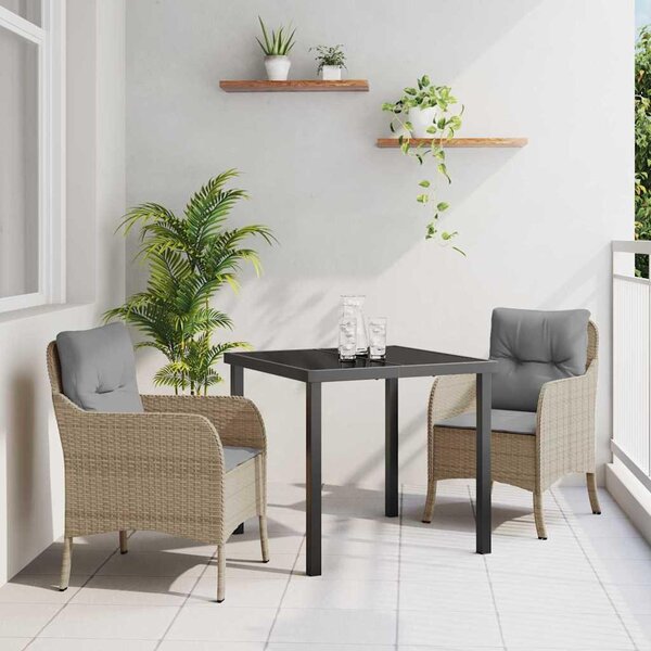 Maison Exclusive – Záhradná jedálenská súprava, 3 kusy, béžová, umelý ratan