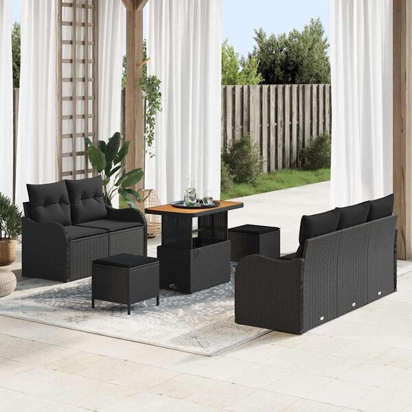 Maison Exclusive - Záhradný nábytok s vankúmi 8 ks ierny Poly-rattan