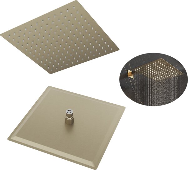 Granitan | Štvorcová sprchová hlavica - 30x30 cm - Brúsené zlato - Elegantný dizajn - Systém proti vodnému kameňu