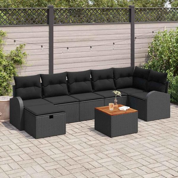 Maison Exclusive - Záhradný nábytok s vankúmi 8 ks ierny Poly Rattan