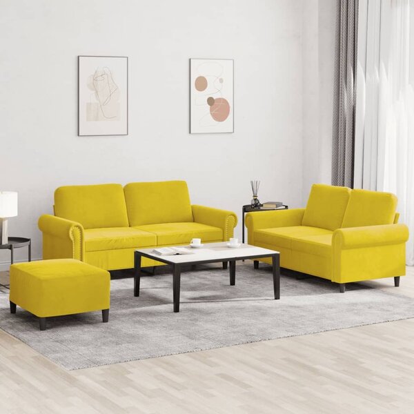 Maison Exclusive – 3-dielna sedacia súprava s vankúšmi, žltý zamat