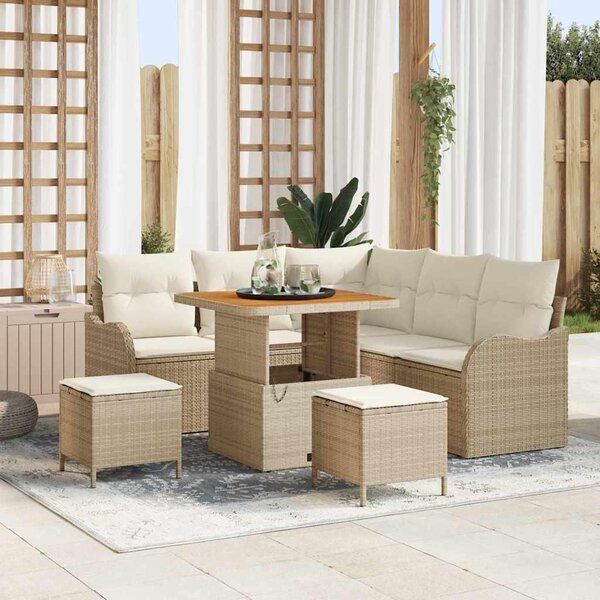 Maison Exclusive - Záhradný nábytok s vankúmi 8 ks Béový Poly-rattan