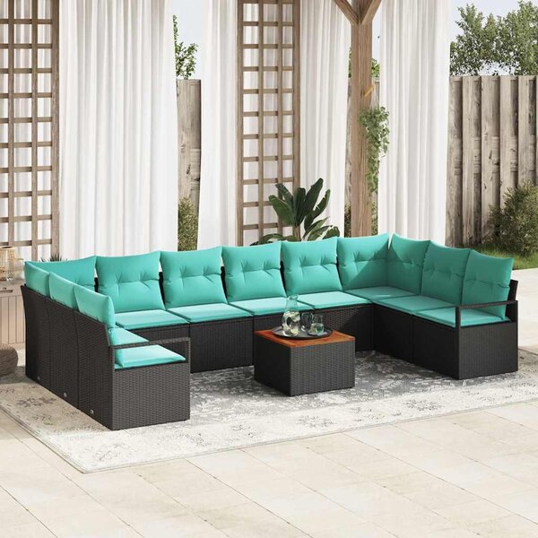 Maison Exclusive - Záhradný nábytok s vankúmi 11 ks ierny Poly-rattan
