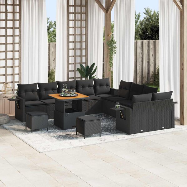 Maison Exclusive - Záhradný nábytok s vankúmi 13 ks ierny Poly-rattan