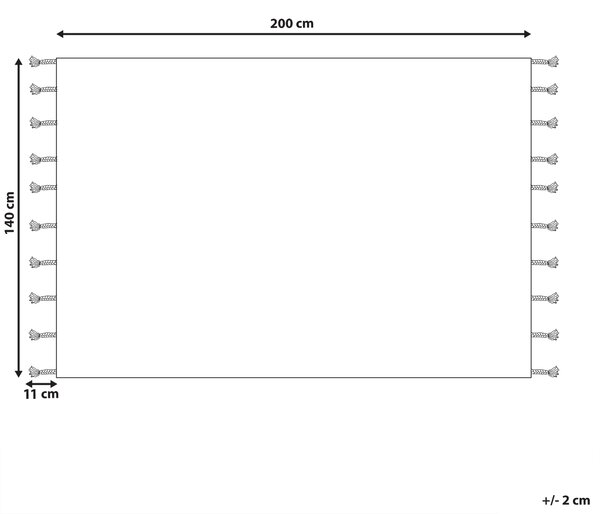 Koberec čierny bavlnený 140 x 200 cm geometrický vzor strapce obdĺžnikový ručne všívaný