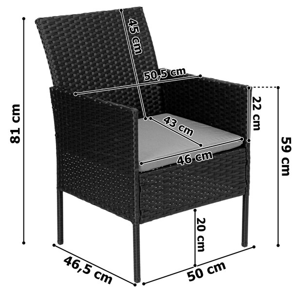 TZB Súprava záhradného nábytku MAGNOLIA čierna/sivá