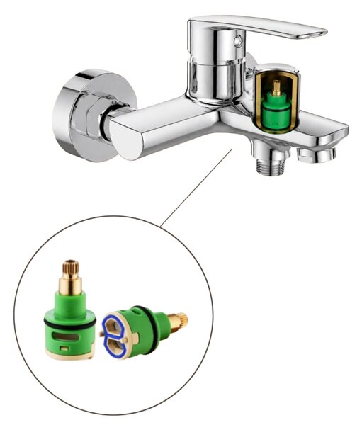 Mereo, Mereo Vaňová nástenná batéria, Pego, 150 mm, s keramickým prepínačom, bez príslušenstva, chróm, MER-CB90104P