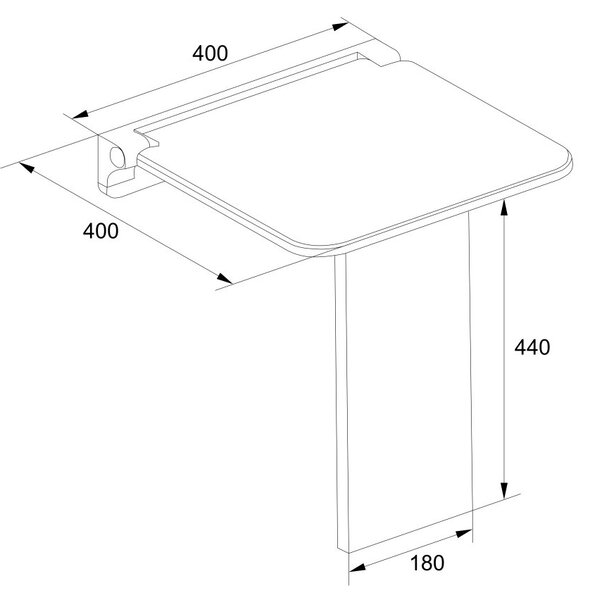 Mereo, Mereo Sedátko do sprchy s podpornou nohou, duroplast, biele, MER-CSS121P