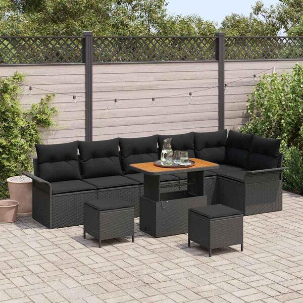 Maison Exclusive - Záhradný nábytok s vankúmi 9 ks ierny Poly-rattan