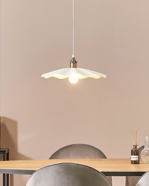 Závesná lampa biela kovová moderné svietidlo industriálny štýl ozdobné osvetlenie do obývacej izby a jedálne