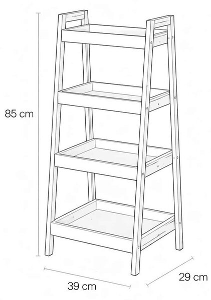 Regál Cotia, prírodné drevo / biela