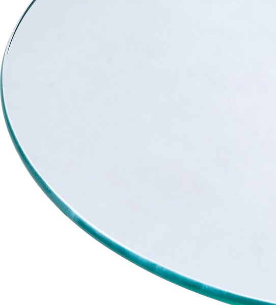 Odkladací stolík priehľadný tvrdené sklo 57 x 45 cm s kolieskami tvar písmena C moderný minimalistický štýl obývacia izba