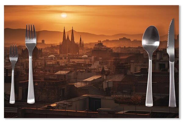 Sablio Prestieranie Barcelona Night Skyline: 40x30cm
