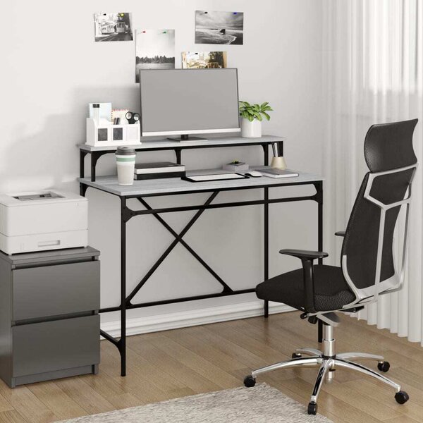Maison Exclusive - písací stôl šedý Sonoma 100x50x90 cm drevený materiál a železo