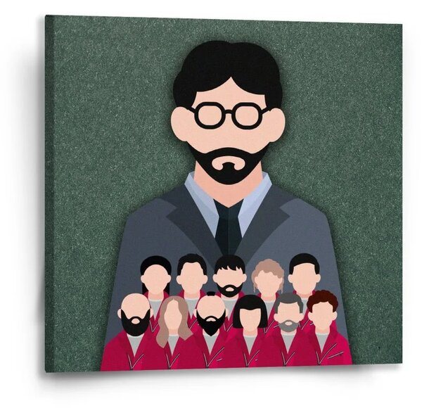 Sablio Obraz Money heist Profesor a jeho tím Zelená - 50x50 cm