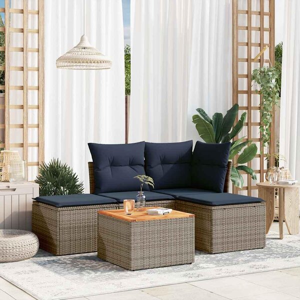 Maison Exclusive – 5-dielna záhradná súprava s vankúmi, sivá, polyratan