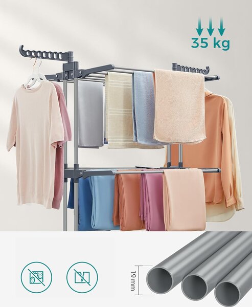 SONGMICS Sušiak na bielizeň Nehy 172 cm sivý/strieborný